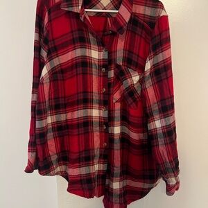 Torrid Red and Black Plaid Button Down Shirt